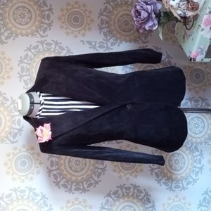 Norma Kamali black corduroy single breasted blazer size 10 **FLAW**